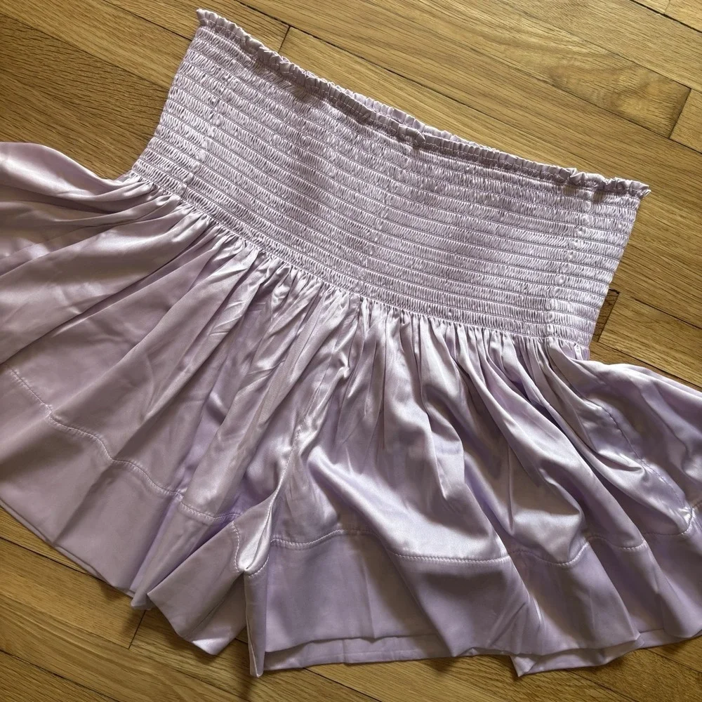 Natural Life Daisy Shorts Womens Medium Lavender High Waisted Silky Satin Cute